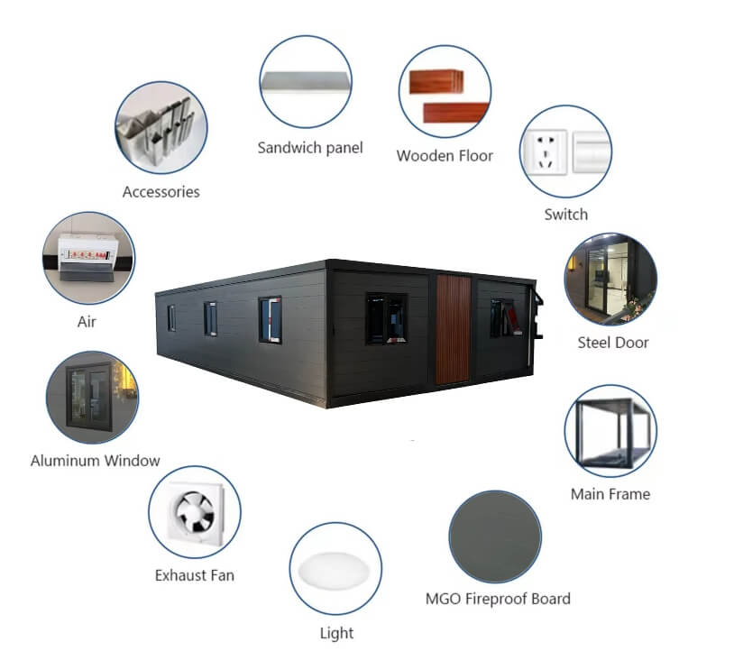 40Ft Luxury Expandable Container House 72 Sqm Mobile Home with Kitchen ...